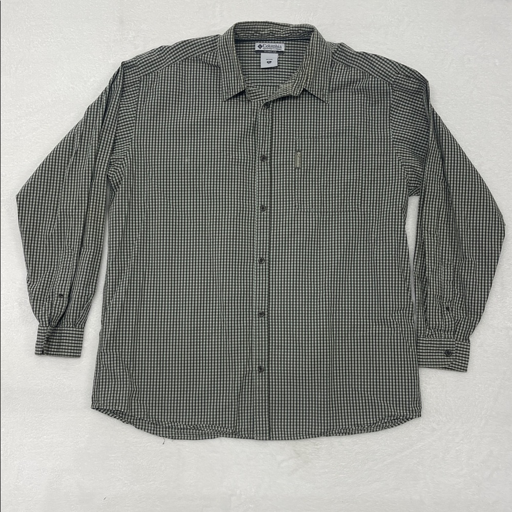 Columbia Long Sleeve Button Shirt Green Plaid Mens XL